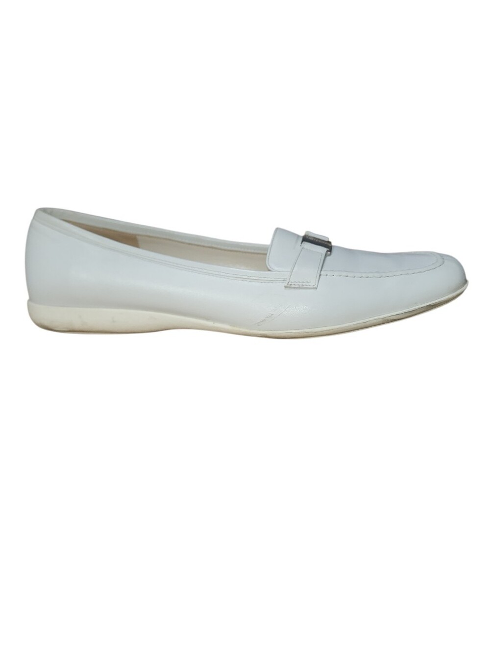 Salvatore Ferragamo Boutique White Leather Loafers Flats 8.5B Italy - Picture 6 of 14